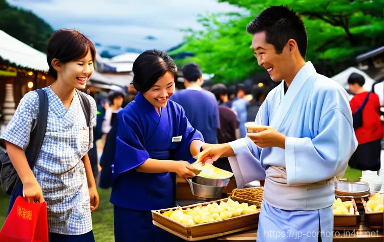 코모로 마을 축제 참석 후기 - Prompt 1: "Warm Interactions at the Komoro Festival"**