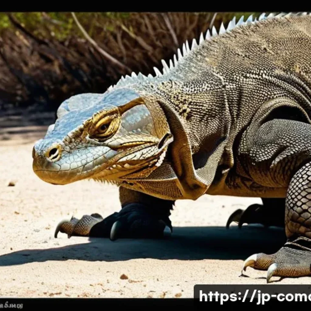 코모로 동물 보호 구역 - **A majestic Komodo dragon observed by a ranger in Komodo National Park.** The scene is set under th...