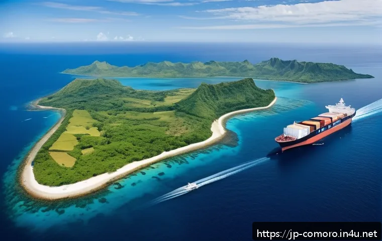 코모로 주변 국가들과의 외교 관계 - A panoramic aerial view of the Comoros Islands in the Indian Ocean, showcasing the strategic maritim...